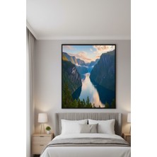Safir Design Sonsuz Huzur Dağ ve Göl Manzaralı Çerçeveli Tablo
