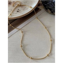 Nkie Jewels Altın Renk Kararmaz Paslanmaz Çelik Dorika Zincir Çelik Kolye- 3198