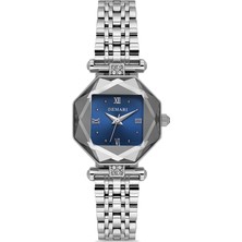 DEMARİ Demari Kadın Kol Saati Quartz Mekanizma, Gümüş Çelik Kordon, Mavi Kadran DM-00110L-A3