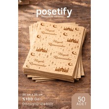 Poşetify Ramazan Temalı Sunumluk Yağlı Kağıt 25X35CM 50 Adet | Desenli Sunum Kağıdı | Dekoratif Servis Kağıdı