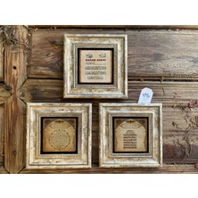 Oscar Stone Decor Çerçeveli Taş Duvar Dekoru 20 x 20 cm 3 Lü Set Vav Elif Kelime-i Tevhid