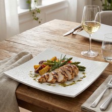 Külsan 10731.CW - Saku Yağmur Efektli Krem Beyaz Servis Tabağı 31x31 cm, Thermoset Melamin