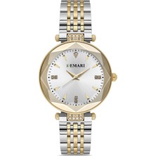 DEMARİ Demari Kadın Kol Saati Quartz Mekanizma, Gümüş Çelik Kordon, Taş Detaylı Siyah Kadran DM-00104L-D1