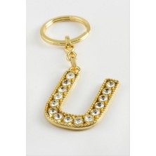 Zero Land Matrixzn Sarı Renkli Taşlı Harf Anahtarlık - U