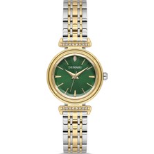 DEMARİ Demari Kadın Kol Saati Quartz Mekanizma, Gold Çelik Kordon, Taş Detaylı Gold Kadran, Yuvarlak Kasa DM-00111L-D10