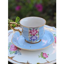 Manushum El Yapımı Porselen Şehzade Kahve Fincanı-Bebe Mavi 1 Adet