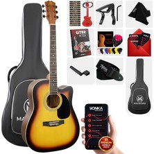 Maxword MCG-650SB Yüksek Kaliteli Ağaç Akustik Gitar Full Set