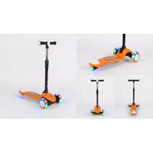 Işıklı/Ledli Üç Teker Yükseklik Ayarlanabilir ve Katlanabilir Fren Sistemli Çocuk Scooter