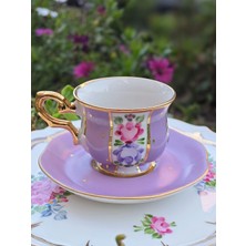 Manushum El Yapımı Porselen Şehzade Kahve Fincanı-Lila 1 Adet