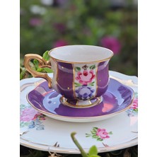 Manushum El Yapımı Porselen Şehzade Kahve Fincanı-Mor 1 Adet