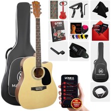 Maxword MCG-750NT Yüksek Kaliteli Ağaç Ekolayzerli Elektro Akustik Gitar Full Set