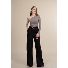 MissVina Ince Dokulu Kadife Süet Bol Paça Pantolon