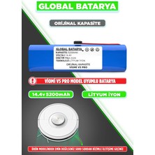 Viomi V5 Pro Uyumlu Robot Süpürge Bataryası 14.4V 5200MAH Li-Ion Pil (Orijinal Kapasite)