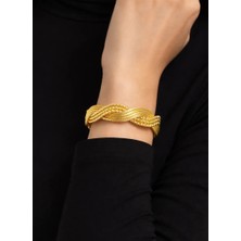 Kızılay Kuyumcusu 14 Ayar Altın Sarmal Dorikalı Hasır Kelepçe Bilezik  24.65 gr