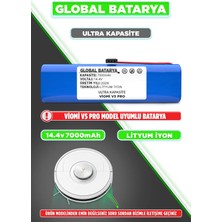 Global Batarya Viomi V5 Pro Uyumlu Robot Süpürge Bataryası 14.4V 7000MAH Li-ion Pil (Ultra Kapasite)
