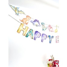 Fluparty Dinosaur - Dinozor Temalı “Happy Birthday” Yazı Banner