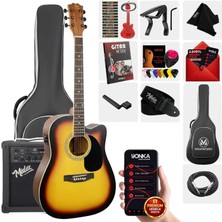 Maxword MCG-750SB-AMP Kaliteli Eq 25W Amfili Elektro Akustik Gitar Seti