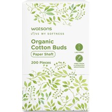 Watsons Organik Kulak Çubuğu 200 Adet Kağıt Saplı Bitkisel Malzeme ile Hassas Temizlik