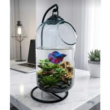Heryerden Ferforjeli Akvaryum Askılı Fanus Teraryum Akılı Akvaryum Dekoratif Orta Boy