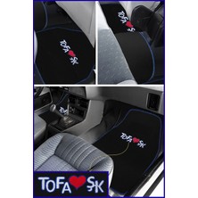 Tofaş Şahin Doğan Kartal Uyumlu Siyah Halı Paspas 5'li Set | Mavi Şeritli Nakışlı Oto Paspas Takımı