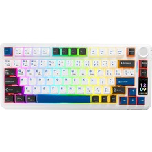 Rampage Quell Pro Ekranlı Beyaz Hot Swap 2.4g + Bt Wireless Rgb Gasket Oil Switch Türkçe Q Pbt Keycaps Mekanik Klavye