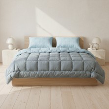 Othello Çift Kişilik Çift Taraflı Welsoft Comforter Yorgan Seti Mavi 195X215 cm - Dormio Soft Bloom Serisi