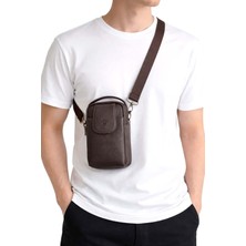 Derise Club Erkek Kahverengi Kapaklı Çok Bölmeli El ve Omuz Çantası