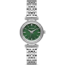 DEMARİ Demari Kadın Kol Saati Quartz Mekanizma, Gümüş Çelik Kordon, Taş Detaylı Gümüş Kadran, Yuvarlak Kasa DM-00111L-A10