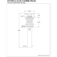 EV7007 Taşmasız Push Pop-Up Drenaj, Fırçalanmış Pirinç 9,44 x 2,75 x 2,75