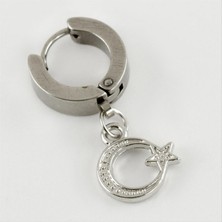 Zero Land Matrixzn Ay Yıldız Figürlü Çelik Erkek Küpe 1 Adet - Siyah