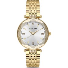 DEMARİ Demari Kadın Kol Saati Quartz Mekanizma, Gümüş Çelik Kordon, Taş Detaylı Gümüş Kadran DM-00104L-B1