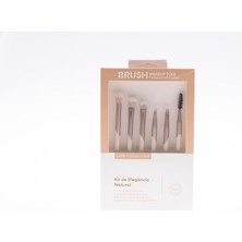 Brush Luxe Collection 6 Parça Profesyonel Makyaj Fırça Seti, Ultra Yumuşak Doğal Kıllı, Allık, Far, Kapatıcı, Eyeliner ve Kaş Şekillendirici (Krem)