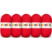 Nako Bonbon Kırmızı El Örgü Ipi 5 Adet 100G x 5  Bebek Yünü Amigurumi ve Battaniye Ipi