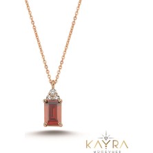 Kayra Mücevher Garnet ve Pırlanta Taşlı Altın Kolye PÇK90
