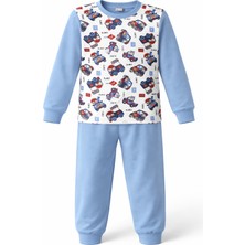 Remsa Erkek Çocuk Pamuklu Desenli Pijama Takımı 6068-20 Mavi