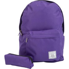 Hsr Ortopedik Su Geçirmez Leptop Bölmeli Hafif Günlük ve Okul Sırt Çantası ve Kalemlik (Mor)