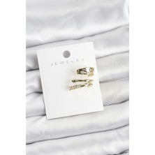 Prativas Gold Renk Zirkon Taşlı Pirinç Kıkırdak Küpe – PRT3500EB10041