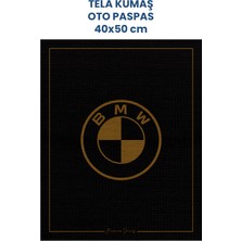 Balkan Ambalaj Tela Kumaş Suya Dayanıklı 40X50CM Bmw 50 Adet Oto Paspas Siyah Altın Rengi Baskı (Kağıt Değil)