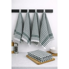 Lila Moon Yeşil Renkli Pamuklu Pöti Kareli 4'lü Peçete Kurulama Bezi Beslenme Örtüsü