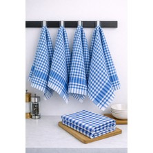 Lila Moon Mavi Renkli Pamuklu Pöti Kareli 4'lü Peçete, Kurulama Bezi, Beslenme Örtüsü