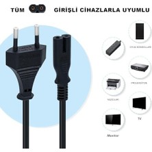 Ps3 / Ps4 / Ps5 / Xbox Series S-X Uyumlu Güç Kablosu 1.5 Metre 2pin Güç Kablosu Projeksiyon - Monitör - Tv 2pin Güç Kablosu Teyp Fişi (1)