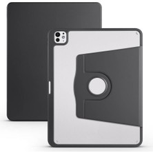 Arabulalaca iPad Pro 13 2024 Kalem Bölmeli Dönebilen Stantlı Kılıf Siyah Renginde