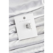 Prativas Gümüş Renk Pirinç Zirkon Taşlı Kıkırdak Earcuff Küpe – PRT3500EB10048