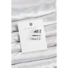 Prativas Gümüş Renk Zirkon Taşlı Pirinç Kıkırdak Küpe – PRT3500EB10042