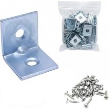 25 Adet, L Tipi Metal Köşebent, 16X16X16MM, Vida Dahil, Mobilya Dolap Raf Montaj Bağlantı Aparatı, 2mm Kalınlık, Gümüş Renk