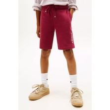 Tommy Hilfiger Erkek Çocuk Logolu Sweat Şort - Bordo