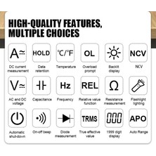 VC203 Ölçü Aleti Multimetre Avometre Ncv Işıklı Ekran El Feneri Isı Ölçer