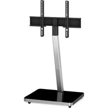 Sonorous Pl 2700-BLK-SLV - W Gri Alüminyum, Siyah Taban Tekerlekli Tv Sehpası 39'' - 65'' inç