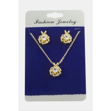 Zero Land Matrixzn Gül Zirkon Taşlı Set Kolye - Gümüş Rengi