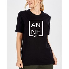 Venüs Dijital Anne Tasarım Regular Kalıp Siyah Tshirt